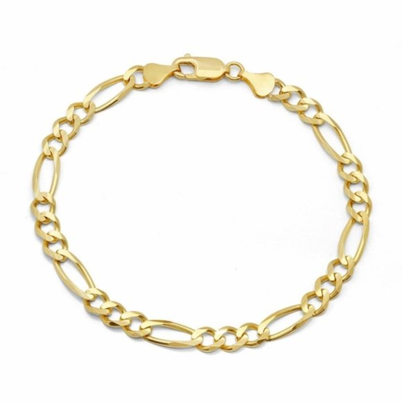 14K Gold Plated Figaro Link Chain Bracelet 8mm x 8 inches - Picture 3 of 4